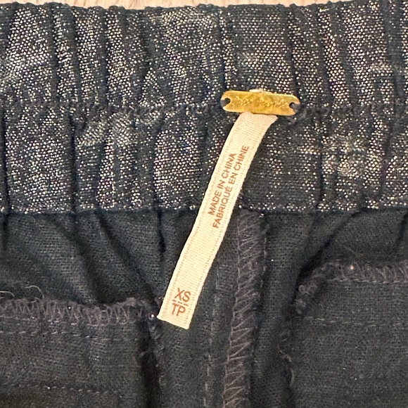 Free People Linen Metallic Elastic Waist Pants - Picture 3 of 9